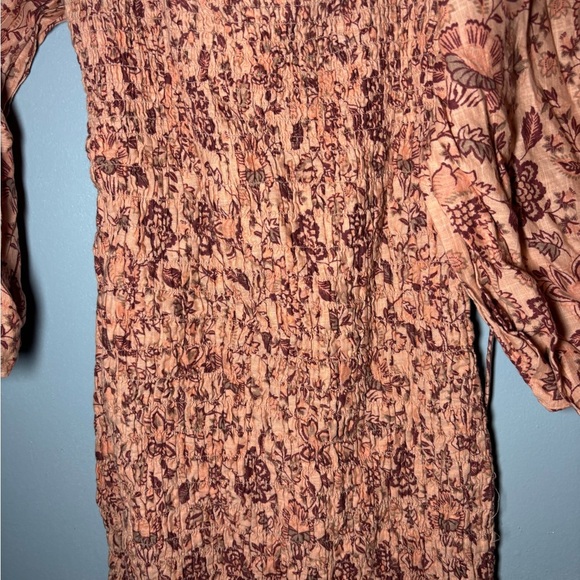 Free People Smock It To Me Mini Dress Apricot Combo Size large - Picture 5 of 8